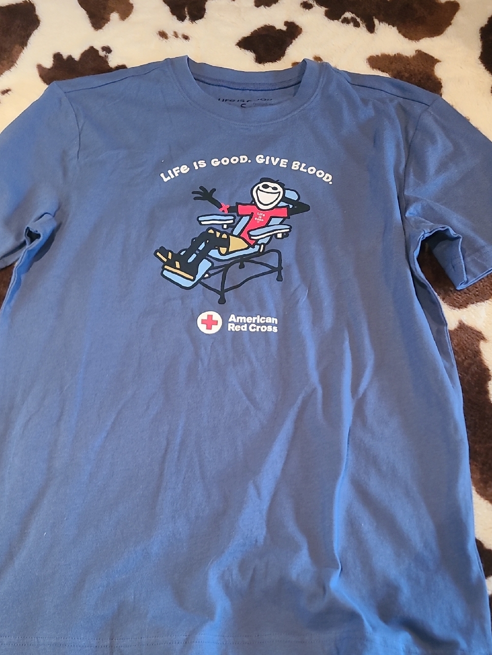 Life Is Good Blue Graphic Tee with Brand Print